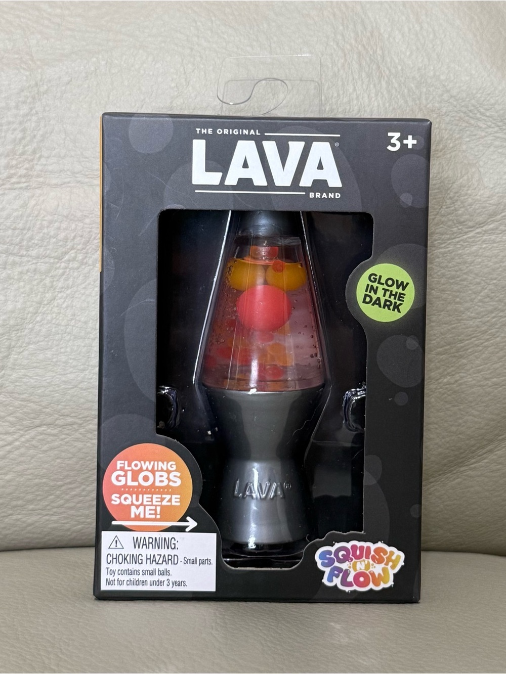 Schylling Lava Lamp Squish N Flow Squishy NeeDoh Glow In The Dark Red Orange